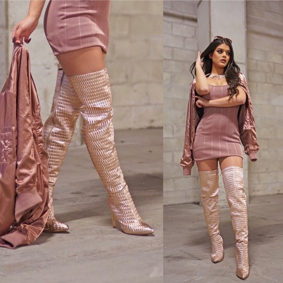 rose gold boots outfit